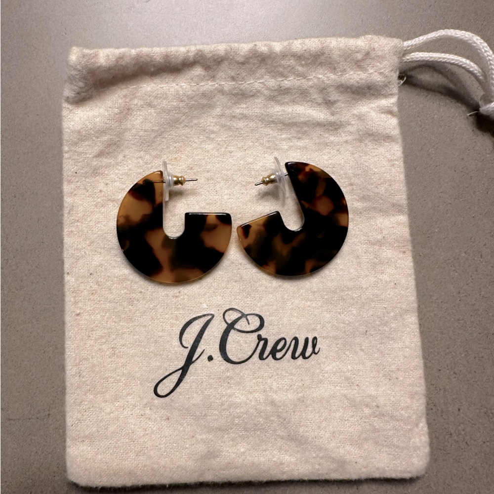 J. Crew Brown Tortoise Shell Hoop Earrings